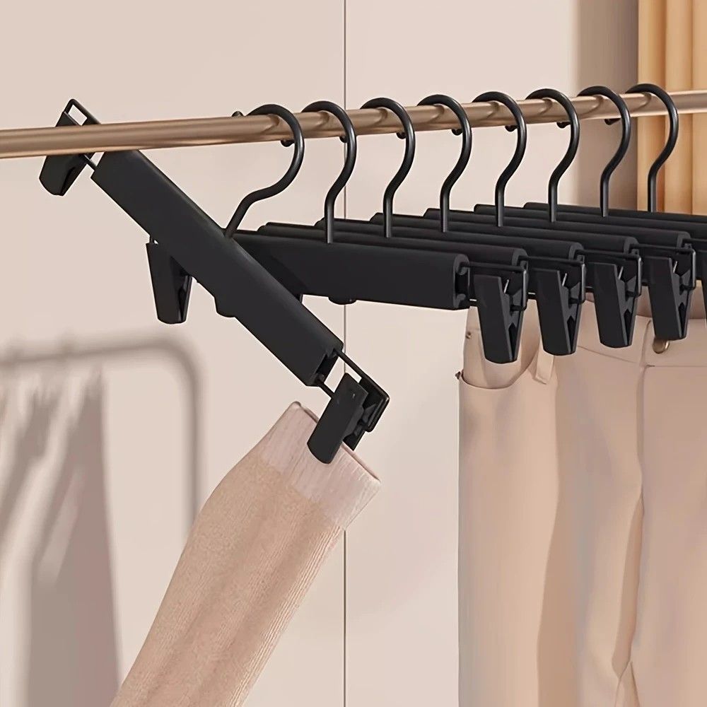5pcs✨ Multi-Purpose Trouser Hanger | 360° Swivel Hook + Non-Slip Clips | Heavy-Duty & Space-Saving, Holds Pants, Skirts, Towels & Underwear for Closet & Balcony!