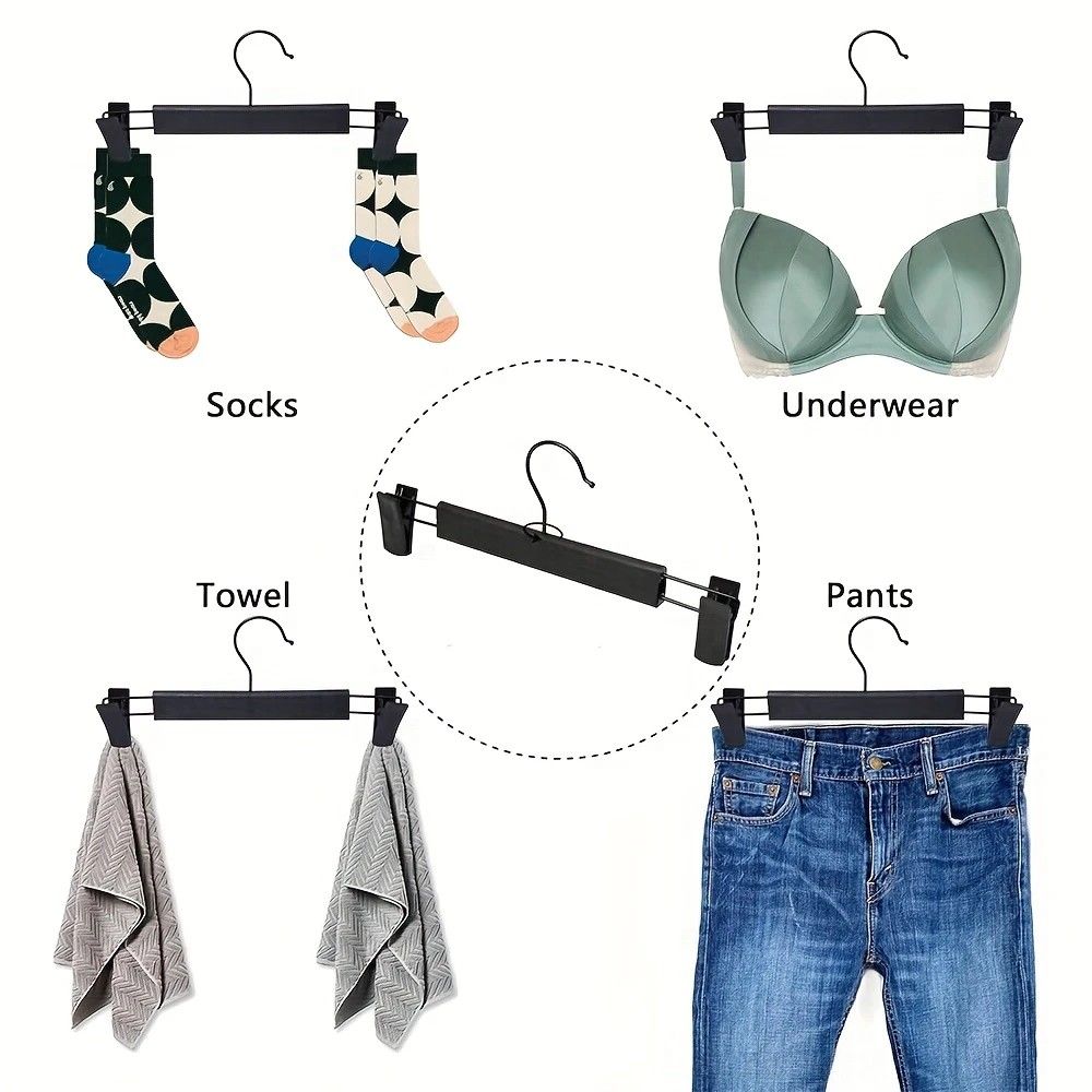 5pcs✨ Multi-Purpose Trouser Hanger | 360° Swivel Hook + Non-Slip Clips | Heavy-Duty & Space-Saving, Holds Pants, Skirts, Towels & Underwear for Closet & Balcony!
