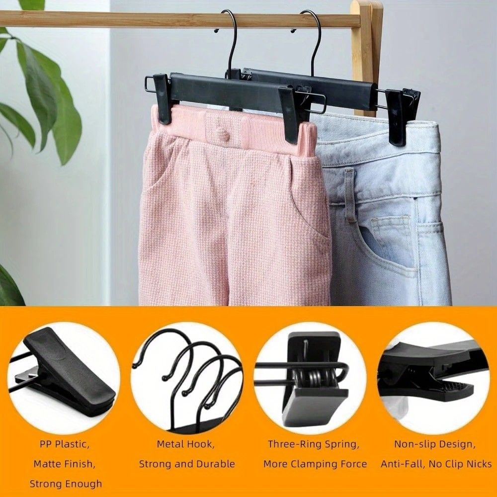 5pcs✨ Multi-Purpose Trouser Hanger | 360° Swivel Hook + Non-Slip Clips | Heavy-Duty & Space-Saving, Holds Pants, Skirts, Towels & Underwear for Closet & Balcony!
