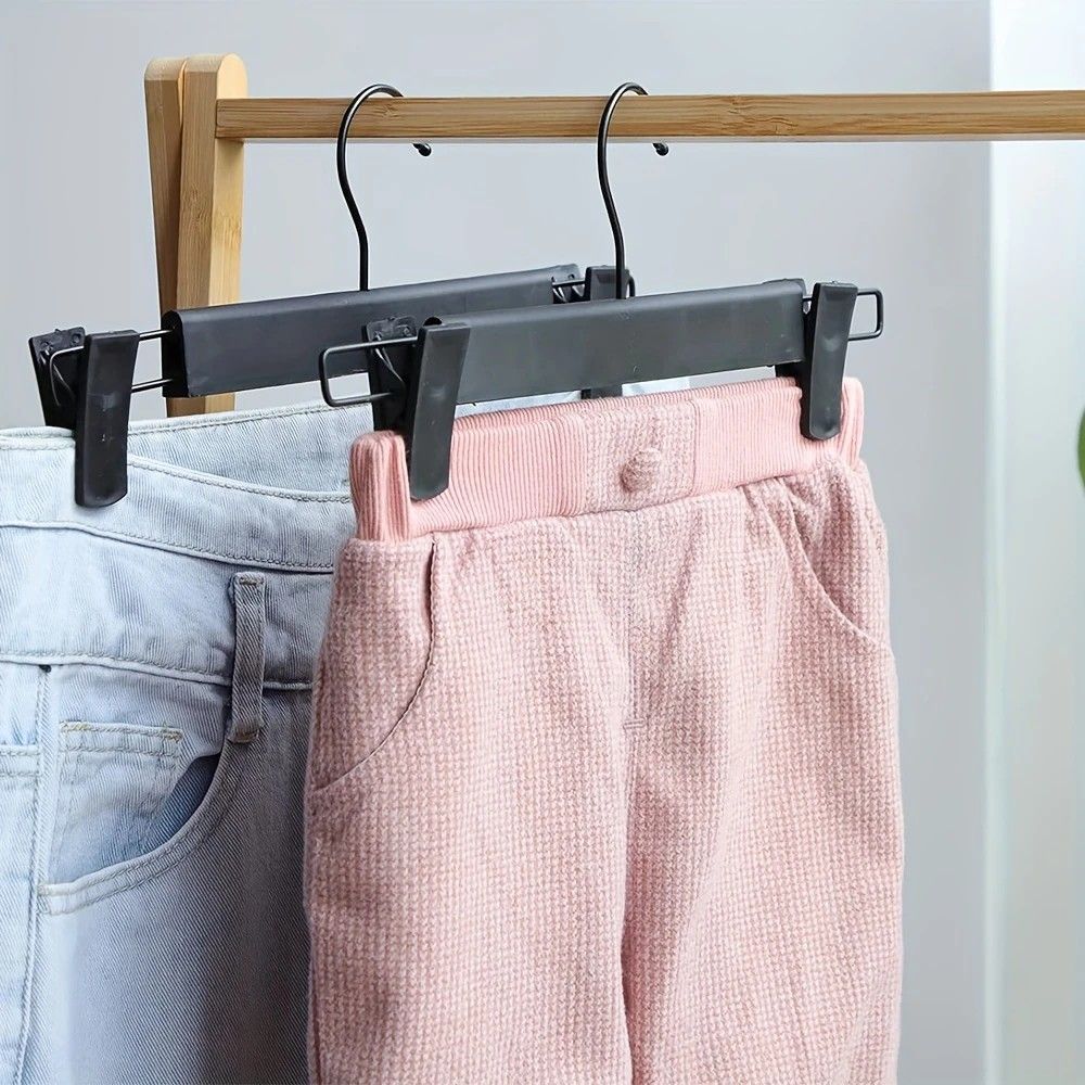 5pcs✨ Multi-Purpose Trouser Hanger | 360° Swivel Hook + Non-Slip Clips | Heavy-Duty & Space-Saving, Holds Pants, Skirts, Towels & Underwear for Closet & Balcony!
