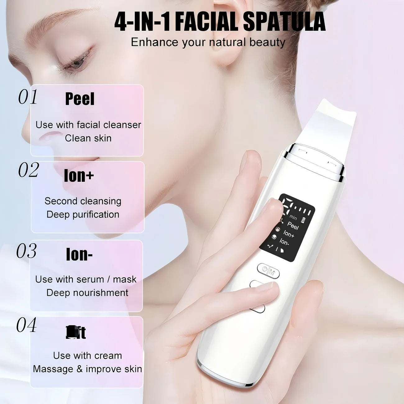 ✨ EMS Microcurrent Skin Spatula | 4-in-1 Deep Blackhead Removal + Serum Infusion + V-Face Lifting | At-Home Facial Device for Radiant, Firm Contours!
