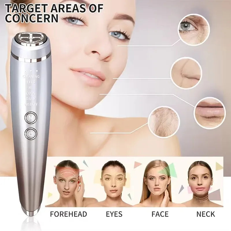 ✨ 6-in-1 Hot & Cold Facial Massager | Thermal/Cooling Therapy + Red & Blue Light + 3 Intensity Levels | Magnetic Charging, Full Face, Eye & Neck Care for Radiant V-Lift!/Gradient color