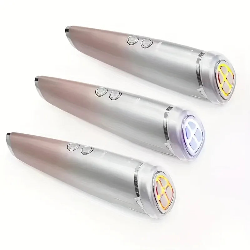 ✨ 6-in-1 Hot & Cold Facial Massager | Thermal/Cooling Therapy + Red & Blue Light + 3 Intensity Levels | Magnetic Charging, Full Face, Eye & Neck Care for Radiant V-Lift!/WHITE