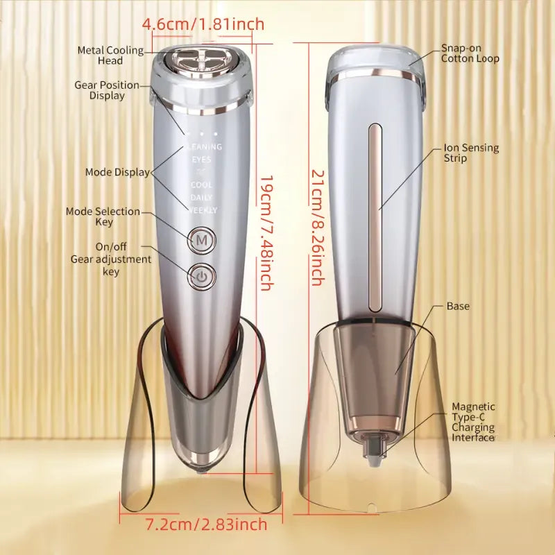✨ 6-in-1 Hot & Cold Facial Massager | Thermal/Cooling Therapy + Red & Blue Light + 3 Intensity Levels | Magnetic Charging, Full Face, Eye & Neck Care for Radiant V-Lift!/WHITE