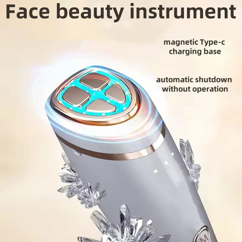 ✨ 6-in-1 Hot & Cold Facial Massager | Thermal/Cooling Therapy + Red & Blue Light + 3 Intensity Levels | Magnetic Charging, Full Face, Eye & Neck Care for Radiant V-Lift!/WHITE
