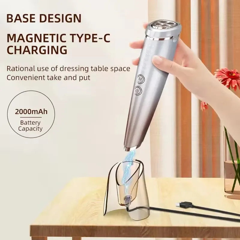 ✨ 6-in-1 Hot & Cold Facial Massager | Thermal/Cooling Therapy + Red & Blue Light + 3 Intensity Levels | Magnetic Charging, Full Face, Eye & Neck Care for Radiant V-Lift!/WHITE