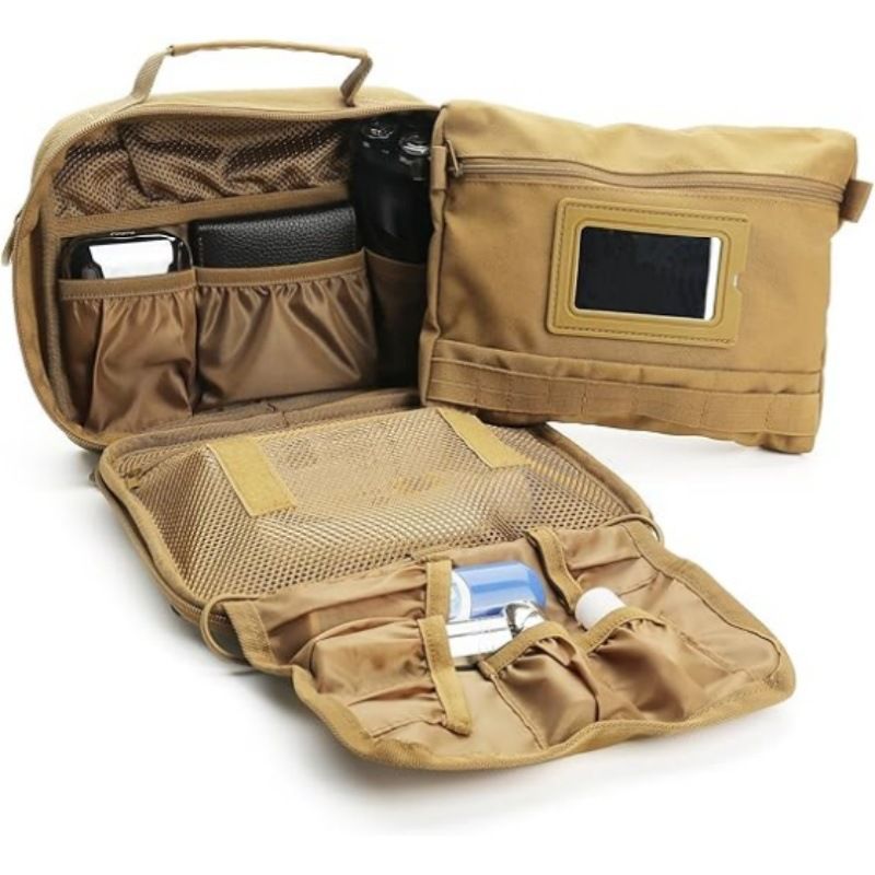 ✨ Army Green Hanging Toiletry Bag | 8+ Compartments + Built-in Mirror | Double Zippers & Hook, Lightweight Water-Resistant for Travel, Gym & Bathroom!/GREEN