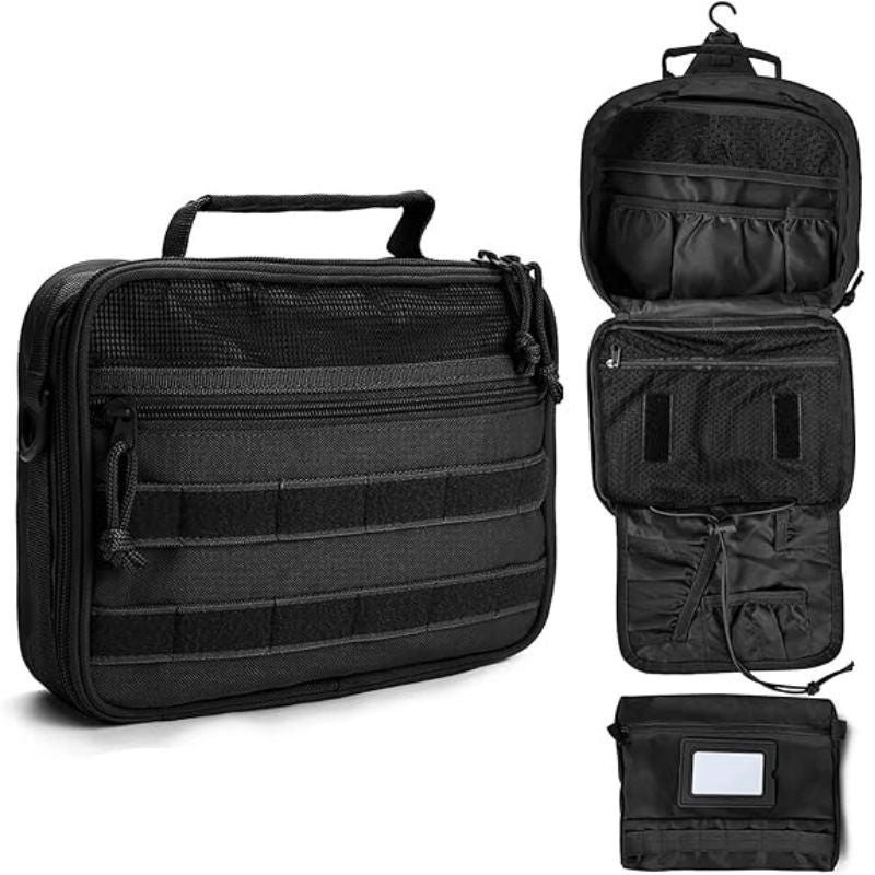 ✨ Army Green Hanging Toiletry Bag | 8+ Compartments + Built-in Mirror | Double Zippers & Hook, Lightweight Water-Resistant for Travel, Gym & Bathroom!/GREEN