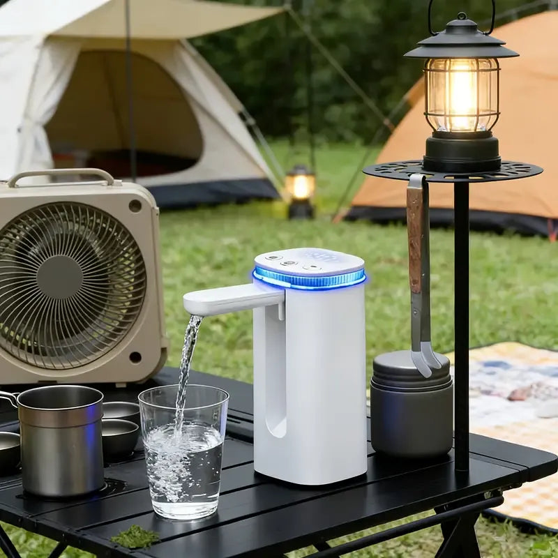 ✨ Portable 3.0 Foldable Water Dispenser | Auto-Retracting Spout & Child Lock | Type-C Fast Charge for Camping, Office & Kitchen | Fits 5 Gallon Bottles/white
