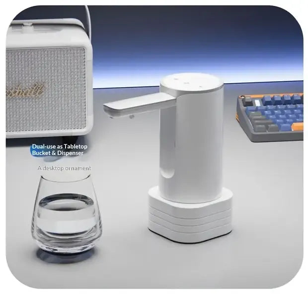 ✨ Portable 3.0 Foldable Water Dispenser | Auto-Retracting Spout & Child Lock | Type-C Fast Charge for Camping, Office & Kitchen | Fits 5 Gallon Bottles/white