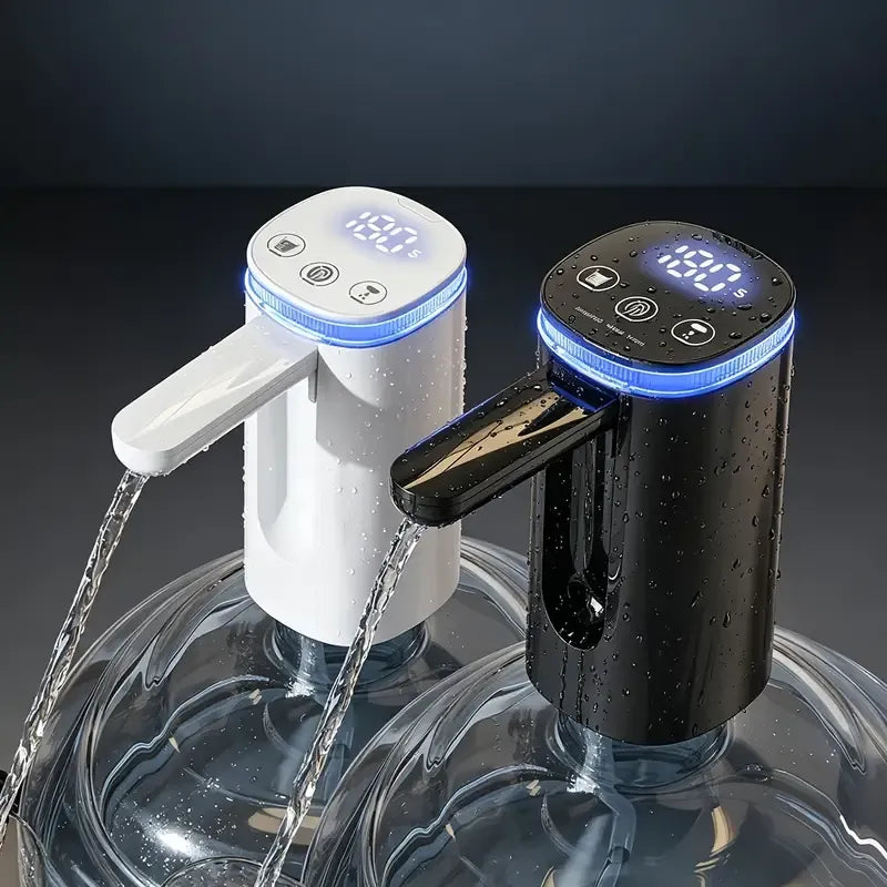 ✨ Portable 3.0 Foldable Water Dispenser | Auto-Retracting Spout & Child Lock | Type-C Fast Charge for Camping, Office & Kitchen | Fits 5 Gallon Bottles/white