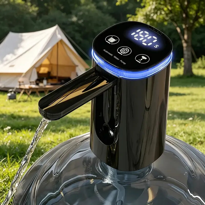 ✨ Portable 3.0 Foldable Water Dispenser | Auto-Retracting Spout & Child Lock | Type-C Fast Charge for Camping, Office & Kitchen | Fits 5 Gallon Bottles/white