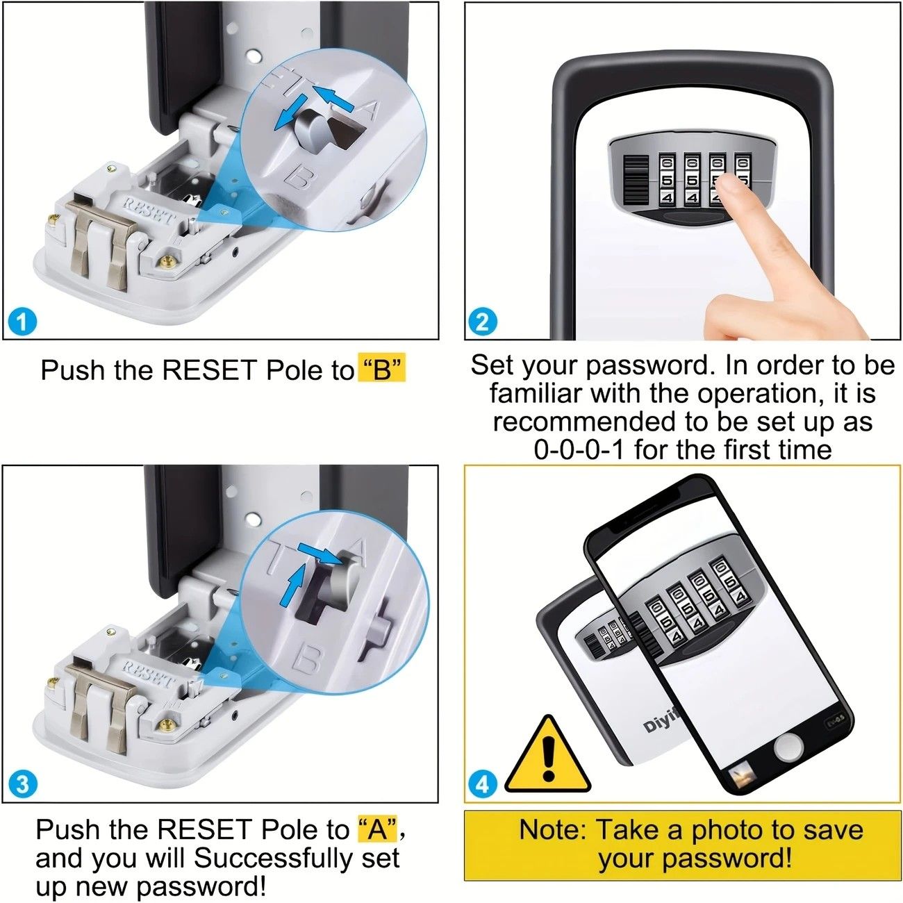 ✨ Outdoor Key Lock Box | 4-Digit Combo + Wall Mount | Heavy-Duty & Hidden, Keyless Entry for Airbnb, Home & Office Security!/black