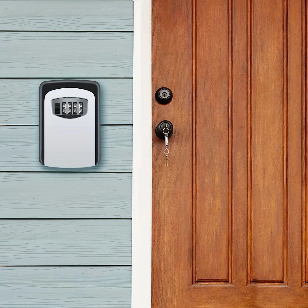 ✨ Outdoor Key Lock Box | 4-Digit Combo + Wall Mount | Heavy-Duty & Hidden, Keyless Entry for Airbnb, Home & Office Security!/GREY