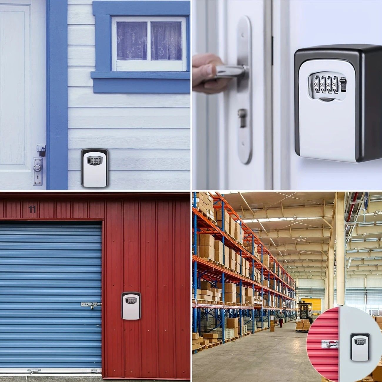 ✨ Outdoor Key Lock Box | 4-Digit Combo + Wall Mount | Heavy-Duty & Hidden, Keyless Entry for Airbnb, Home & Office Security!/GREY
