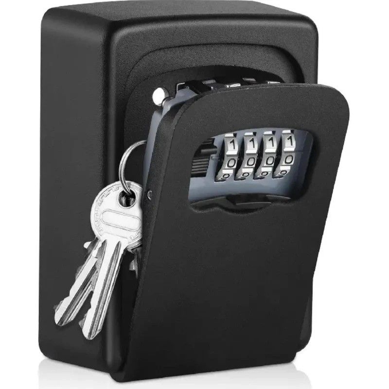 ✨ Outdoor Key Lock Box | 4-Digit Combo + Wall Mount | Heavy-Duty & Hidden, Keyless Entry for Airbnb, Home & Office Security!/GREY