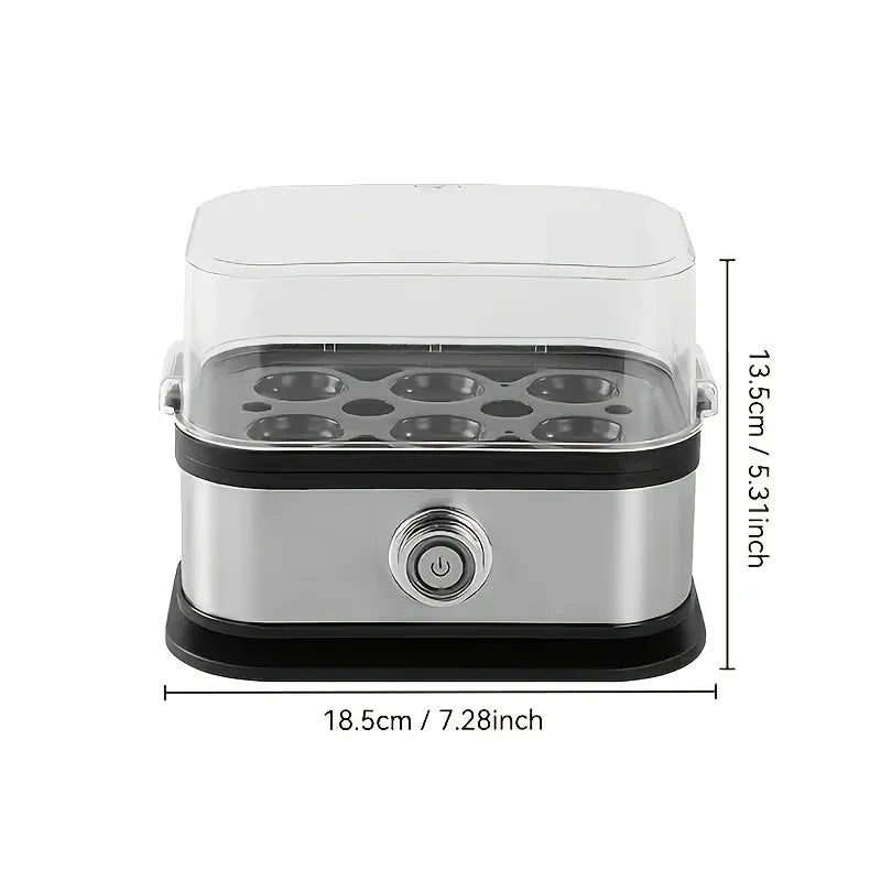✨ Stainless Steel Electric Egg Cooker | Clear Lid + 6-Egg Capacity | Timer Control for Soft/Medium/Hard Boiled, Steams Veggies & Dumplings, Perfect Breakfast Maker!