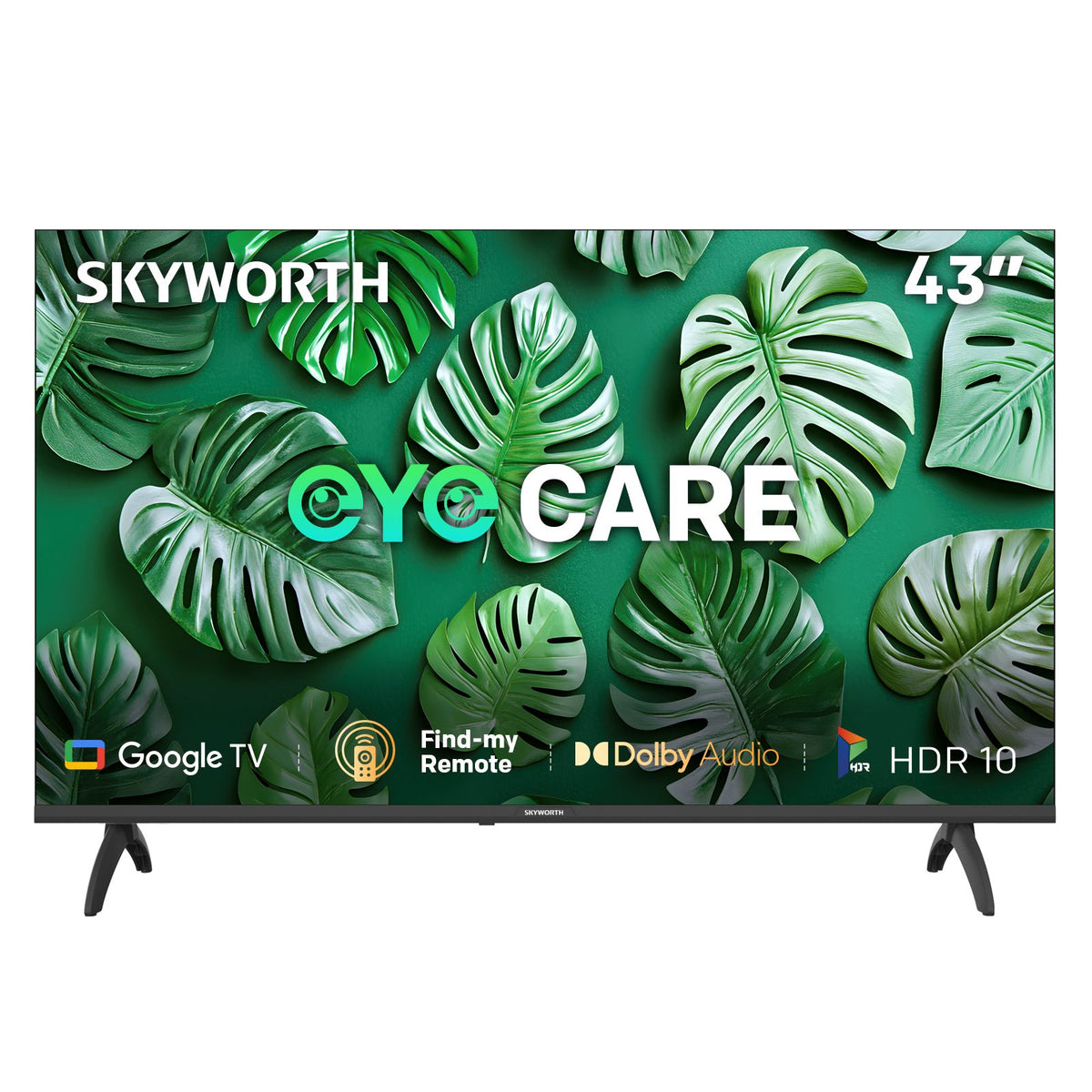 SKYWORTH 43" E5500H EyeCare Smart Google TV, 1080P FHD, HDR10 HLG, Find-My Remote, AI Picture Processing, Dolby Audio, Screen Casting, Bezel Less Design, Voice Control