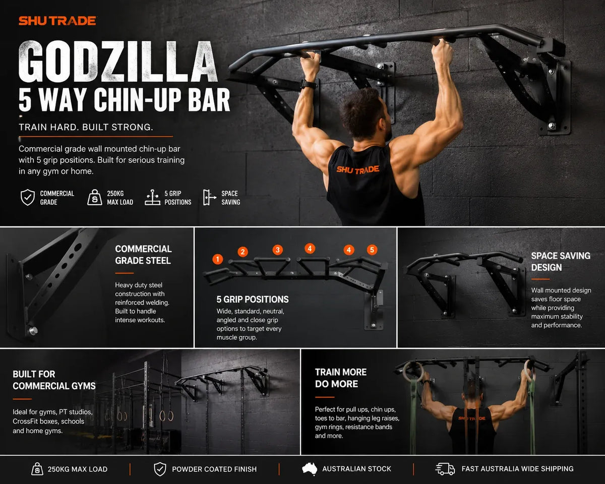 Wall Mounted Godzilla Chin-Up Bar (5 Way)