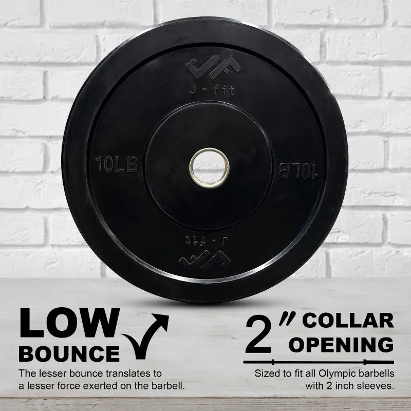 JFIT Black Olympic Bumper Plate 10LB 25LB 35LB 45LB — 10LB/4.5KG