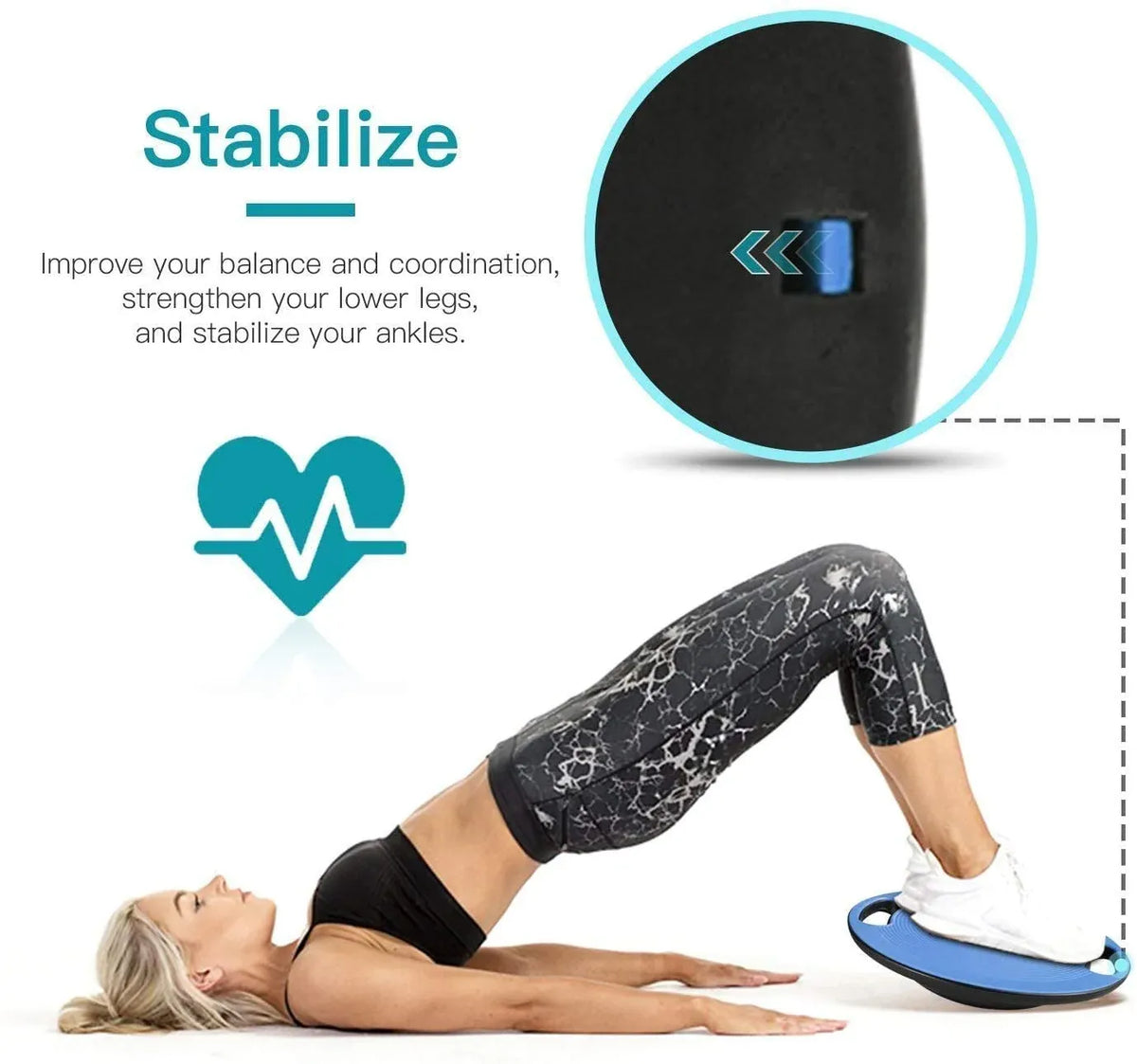 Plastic Portable Wobble Balance Board — Black