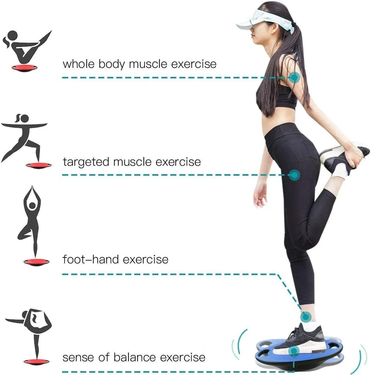 Plastic Portable Wobble Balance Board — Black