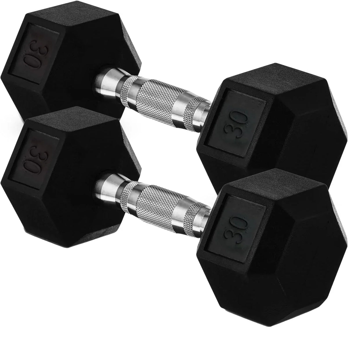 20lb to 45lb Rubber Coated Hex Dumbbells (sold in pairs) — Pair of 35LB / ~16kg