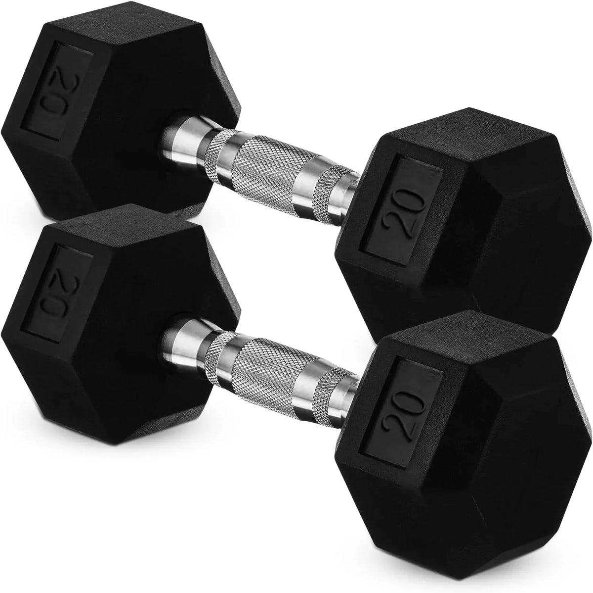 20lb to 45lb Rubber Coated Hex Dumbbells (sold in pairs) — Pair of 40LB / ~18kg