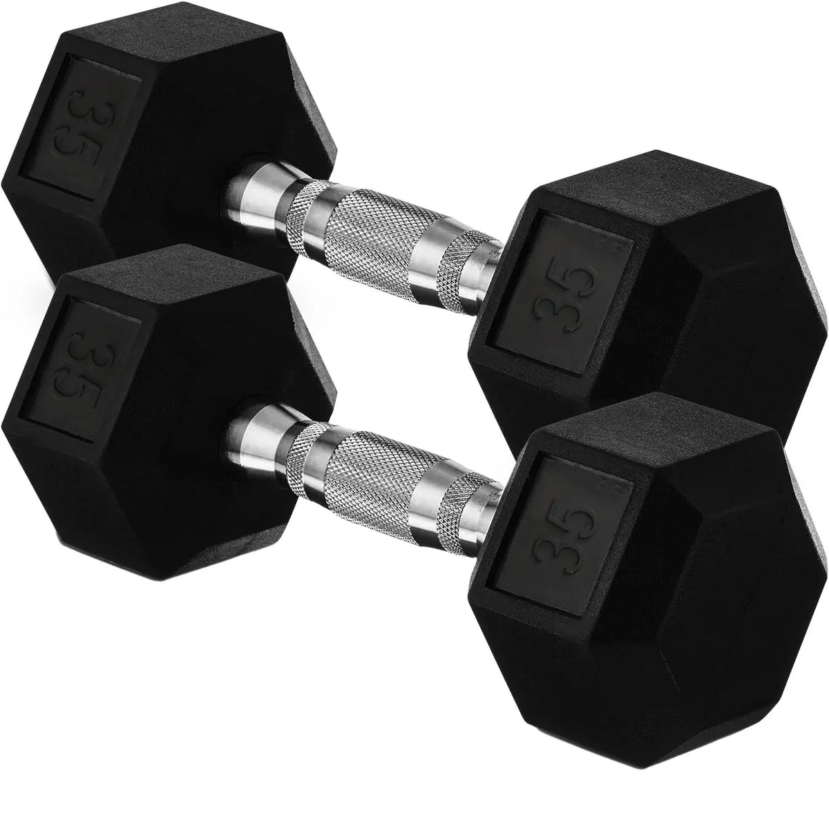 20lb to 45lb Rubber Coated Hex Dumbbells (sold in pairs) — Pair of 40LB / ~18kg
