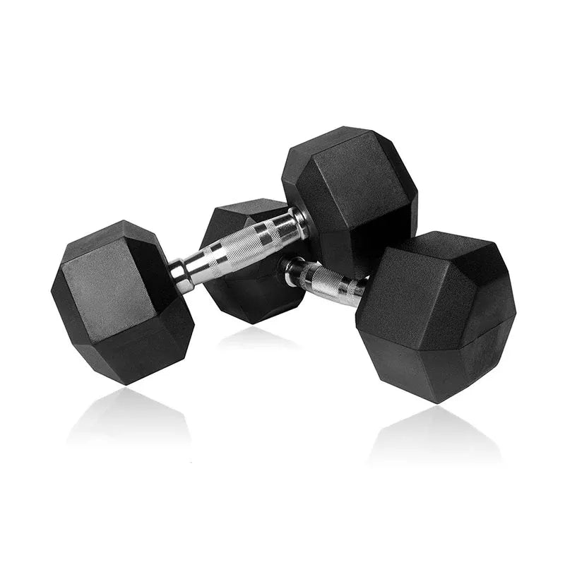 Pair of 45kg Rubber Hex Dumbbells