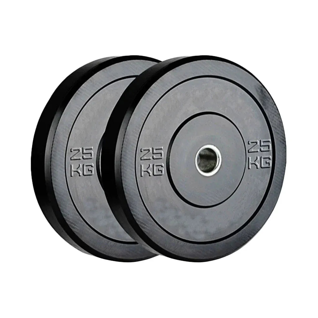 2 x 25kg Black Olympic Bumper Plates