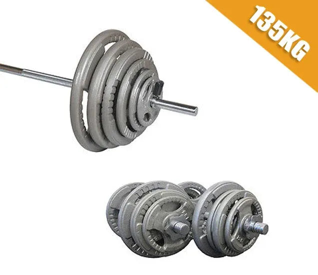 135kg Standard Hammertone Barbell/Dumbbell Weights Set