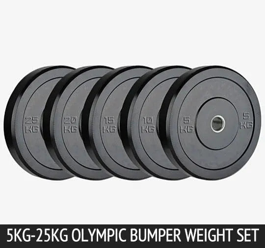150kg Black Olympic Bumper Plate Weight Set