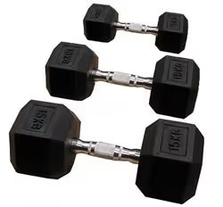 Pair of 50kg Rubber Hex Dumbbells