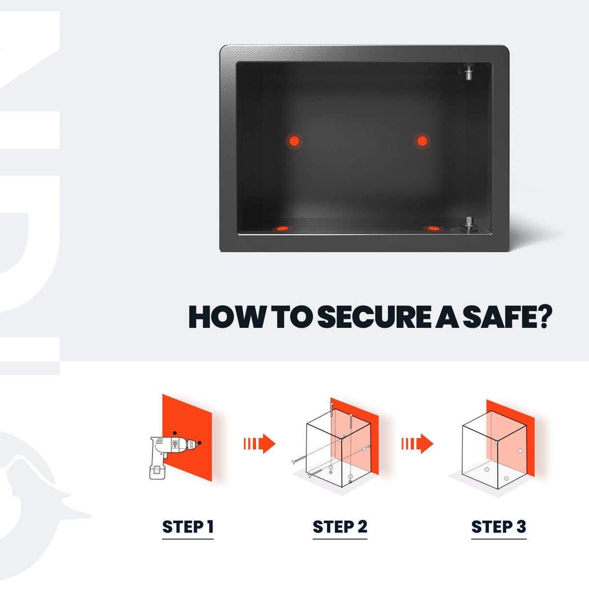 Wendlon Touch Screen Safe Box with Silent Mode, Backlit Keypad, LED Light, Anti-Rust & Anti-Theft, Home/Office, 25×35×25 cm, Black