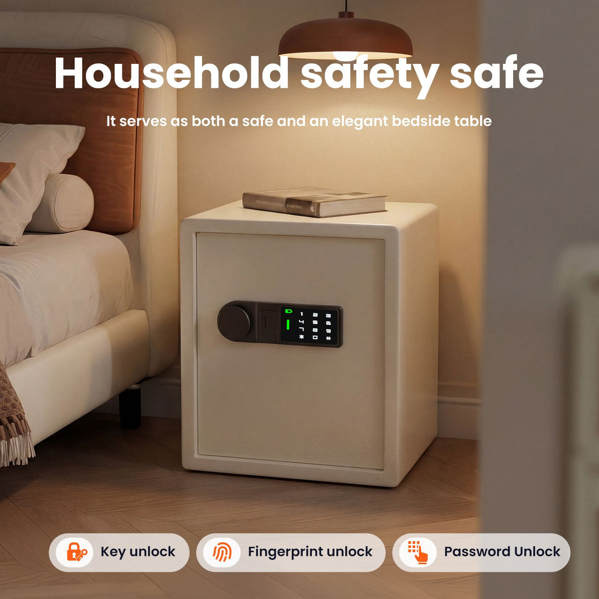 Wendlon White Touch Screen Safe Boxwith Electronic password, Backlit Keypad, LED Light, Anti-Rust & Anti-Theft, Home/Office, 1.69 Cubic Feet,33×35×42 cm