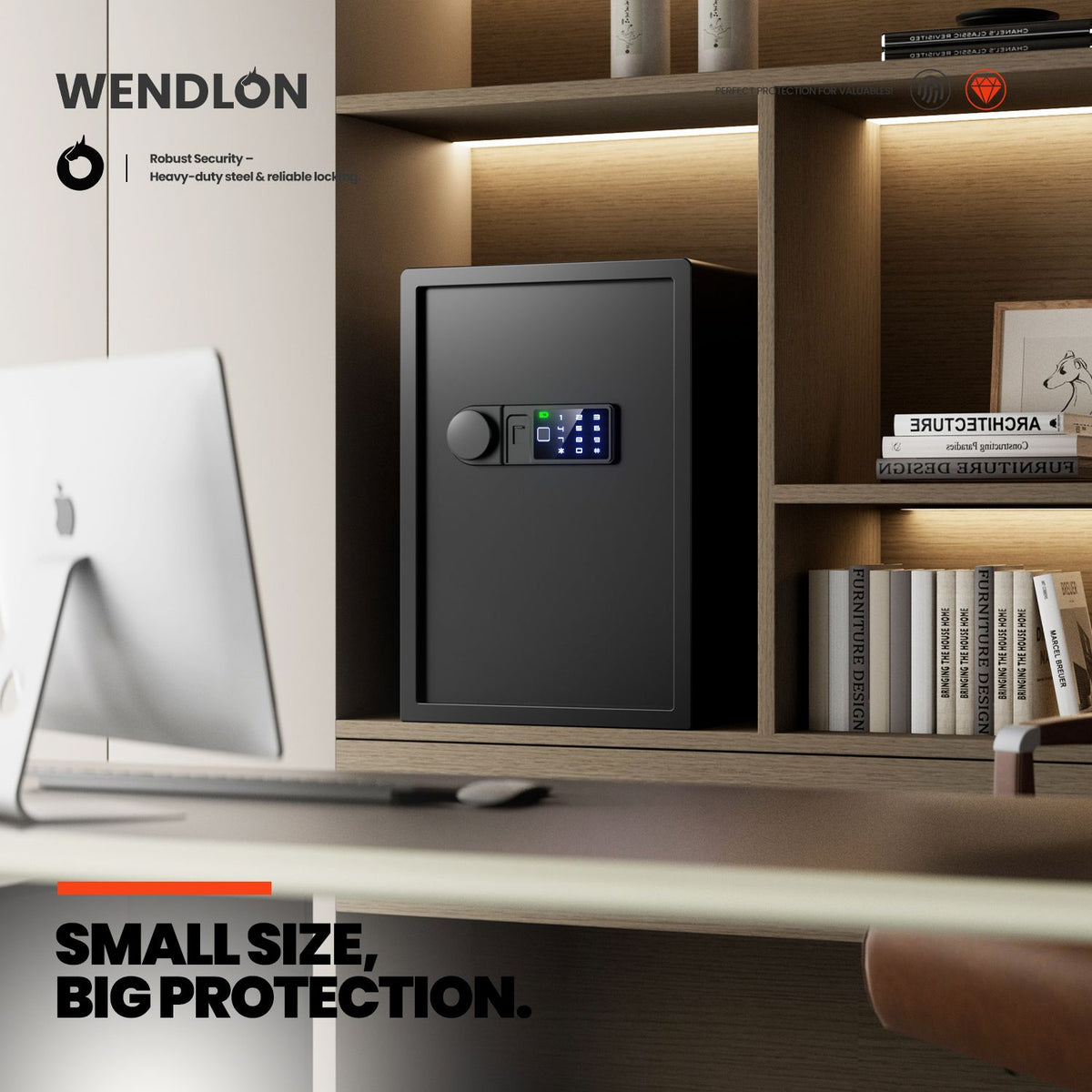 Wendlon White Touch Screen Safe Box with Electronic password, Backlit Keypad, LED Light, Anti-Rust & Anti-Theft, Home/Office, 2.04 Cubic Feet,33×35×50 cm