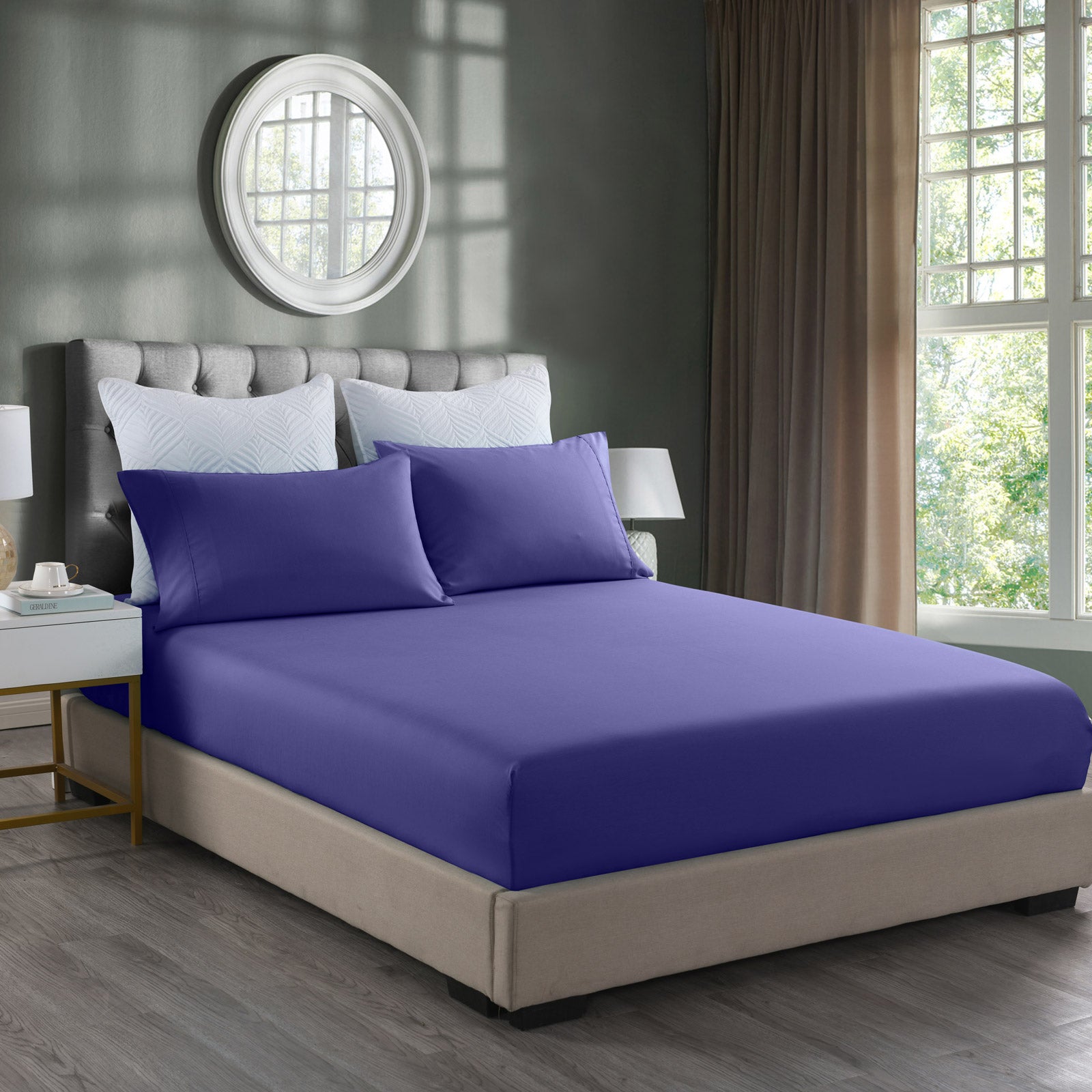 Bed Sheets: Royal Comfort 2000TC 3 Piece Fitted Sheet and Pillowcase Set Bamboo Cooling - King - Royal Blue