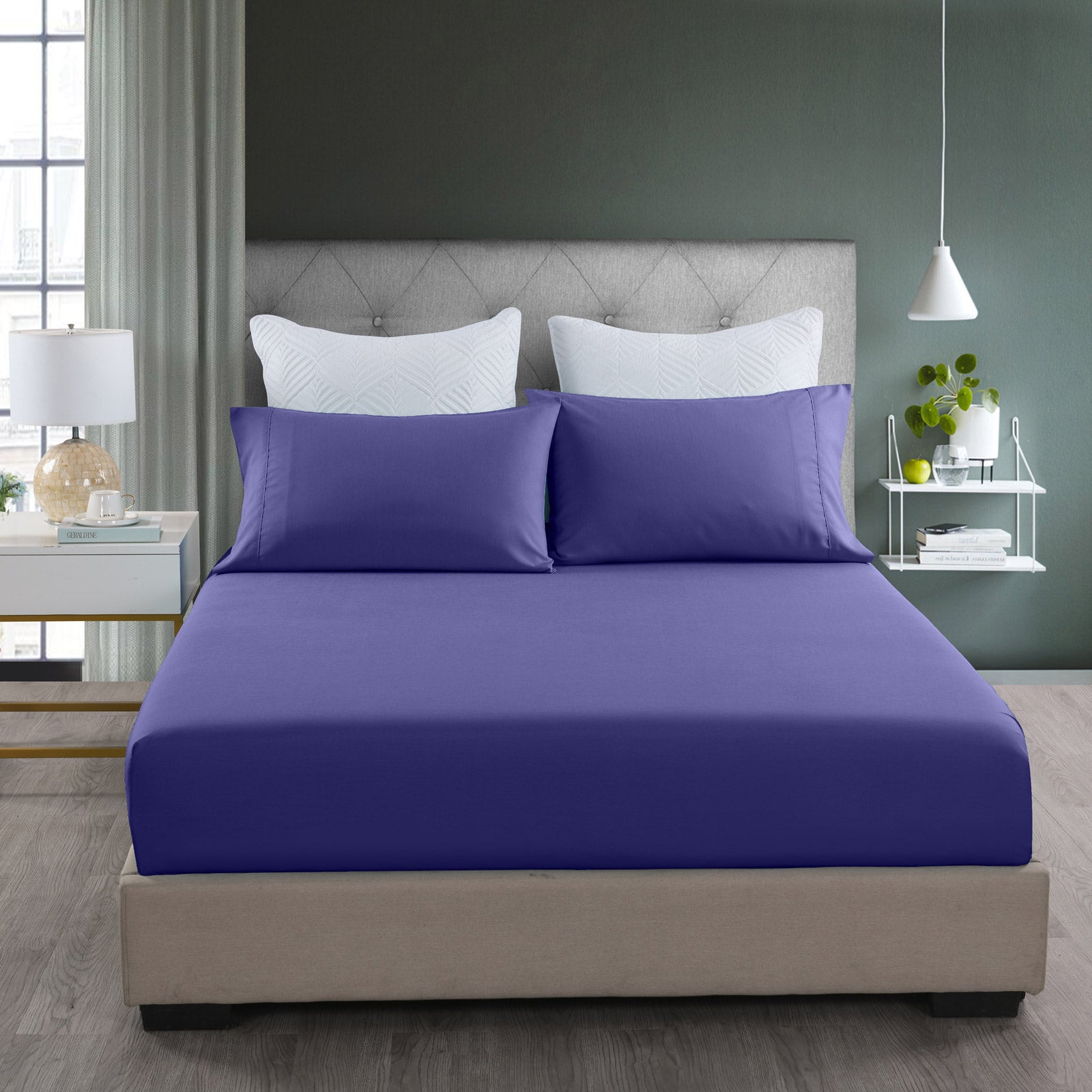 Bed Sheets: Royal Comfort 2000TC 3 Piece Fitted Sheet and Pillowcase Set Bamboo Cooling - King - Royal Blue