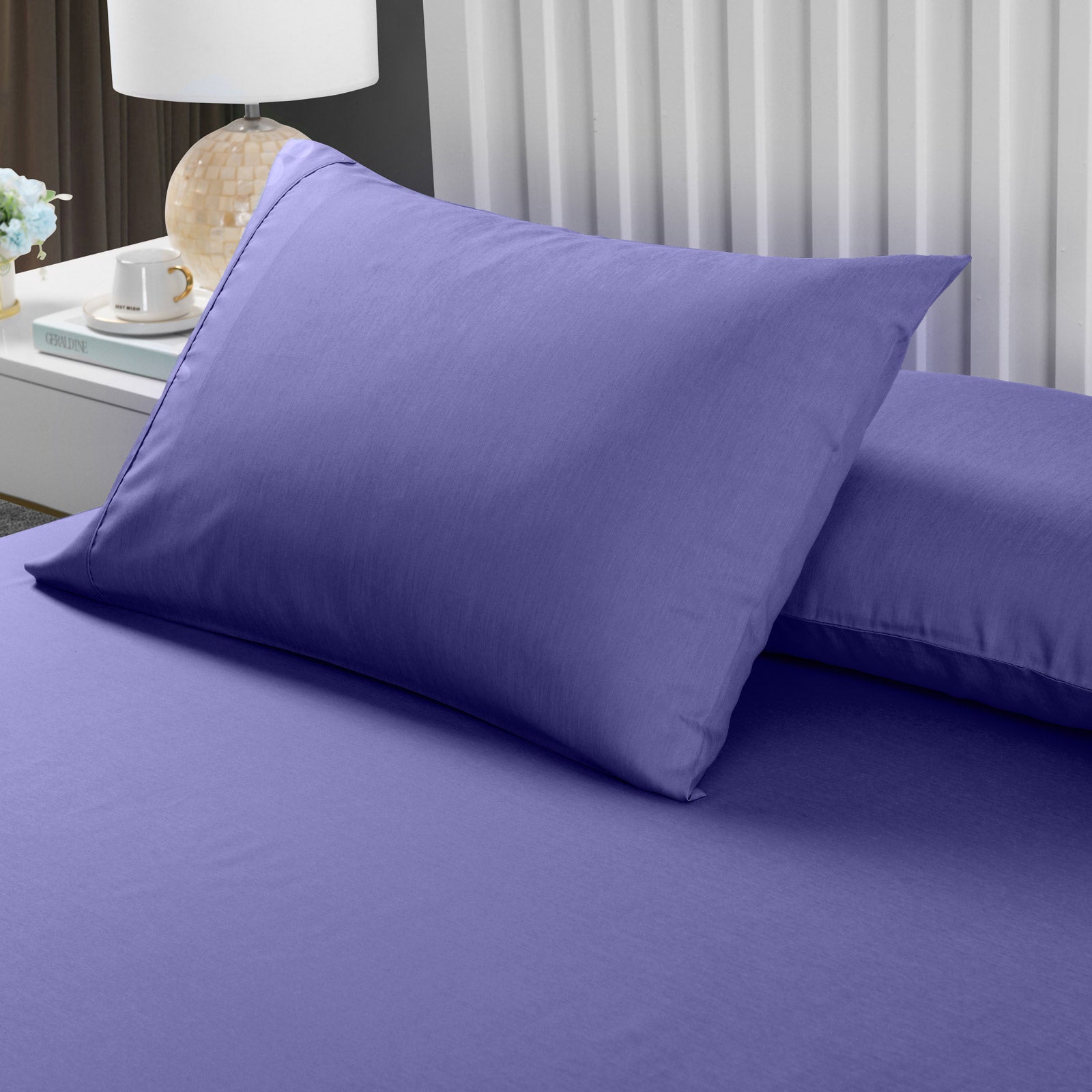 Bed Sheets: Royal Comfort 2000TC 3 Piece Fitted Sheet and Pillowcase Set Bamboo Cooling - King - Royal Blue