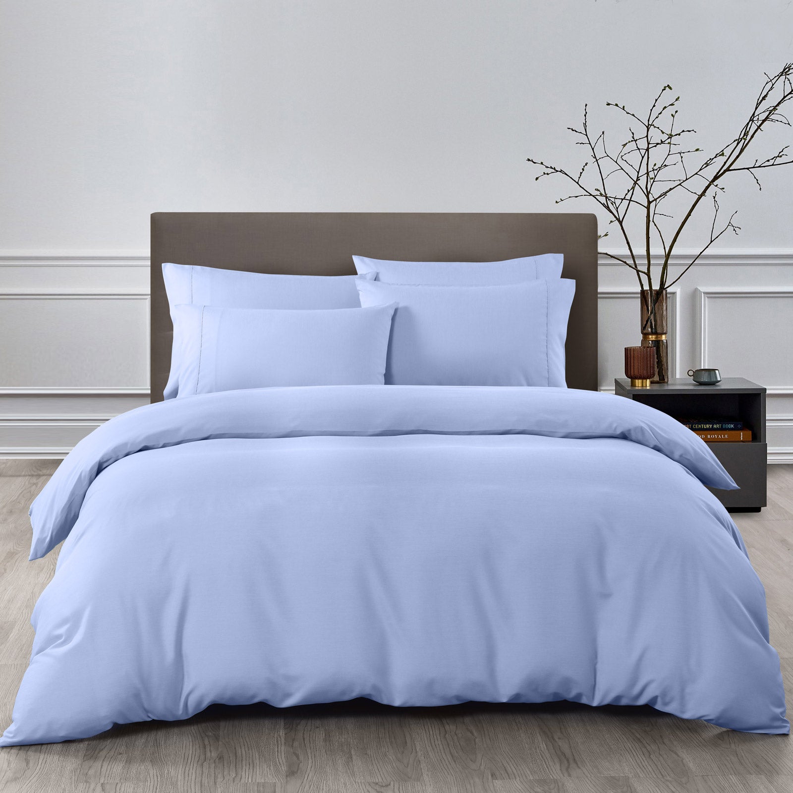 Duvet Covers: Royal Comfort 2000TC 6 Piece Bamboo Sheet & Quilt Cover Set Cooling Breathable - Queen - Light Blue