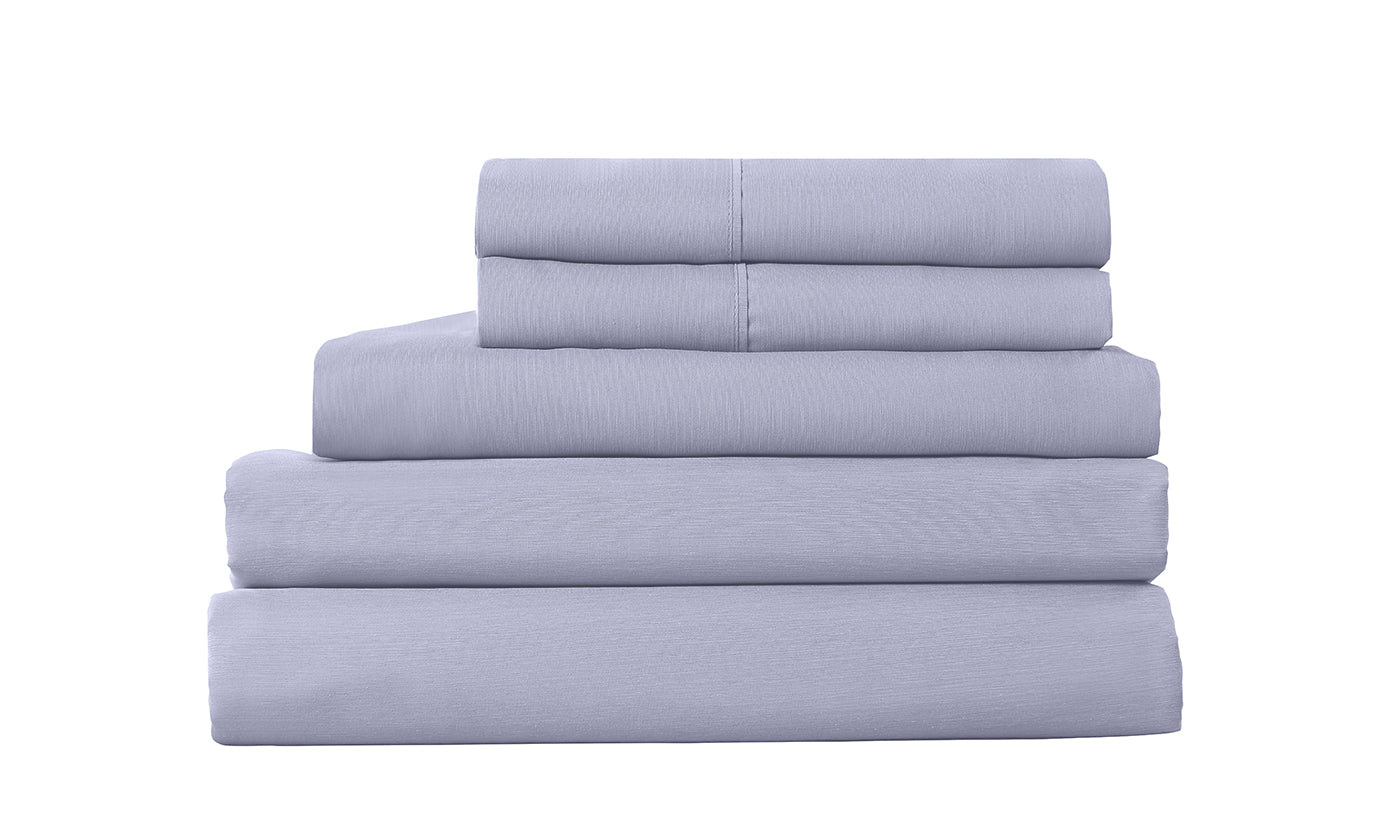 Duvet Covers: Royal Comfort 2000TC 6 Piece Bamboo Sheet & Quilt Cover Set Cooling Breathable - Queen - Lilac Grey