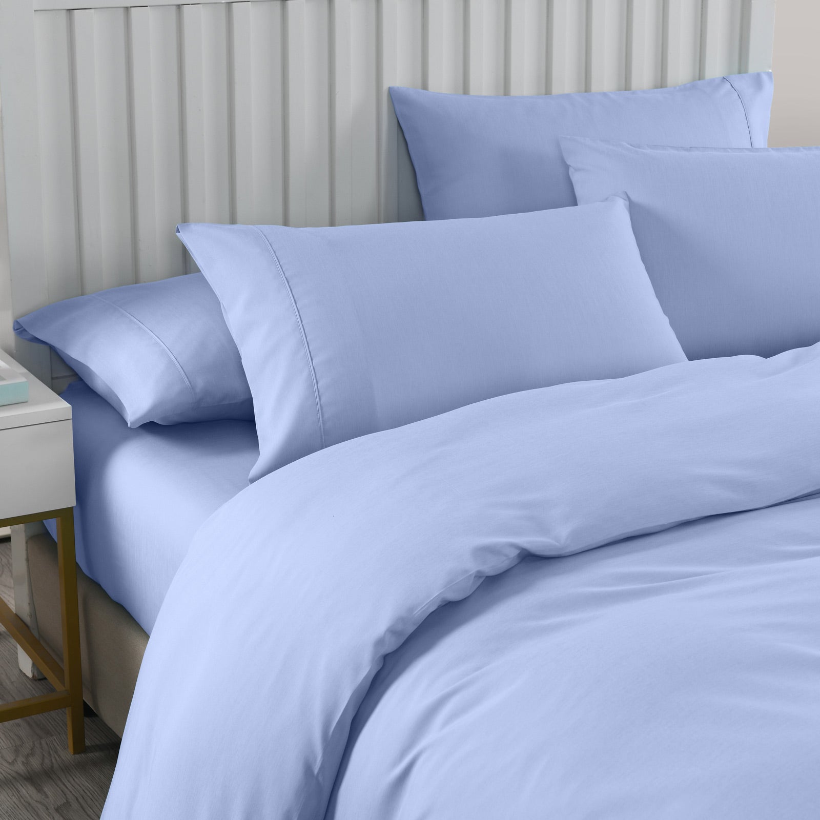 Duvet Covers: Royal Comfort 2000TC 6 Piece Bamboo Sheet & Quilt Cover Set Cooling Breathable - King - Light Blue