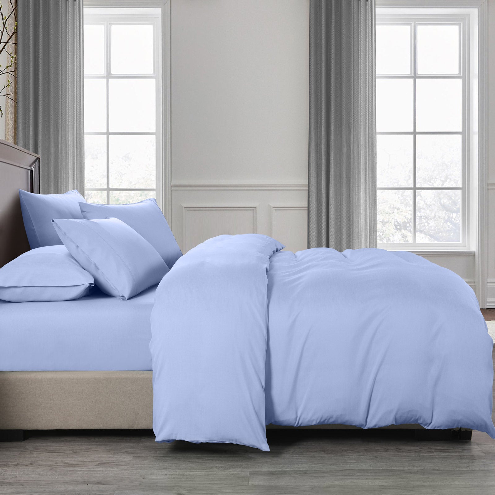 Duvet Covers: Royal Comfort 2000TC 6 Piece Bamboo Sheet & Quilt Cover Set Cooling Breathable - King - Light Blue
