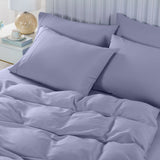 Duvet Covers: Royal Comfort 2000TC 6 Piece Bamboo Sheet & Quilt Cover Set Cooling Breathable - King - Lilac Grey