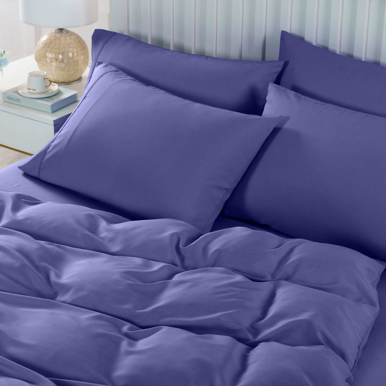 Duvet Covers: Royal Comfort 2000TC 6 Piece Bamboo Sheet & Quilt Cover Set Cooling Breathable - King - Royal Blue