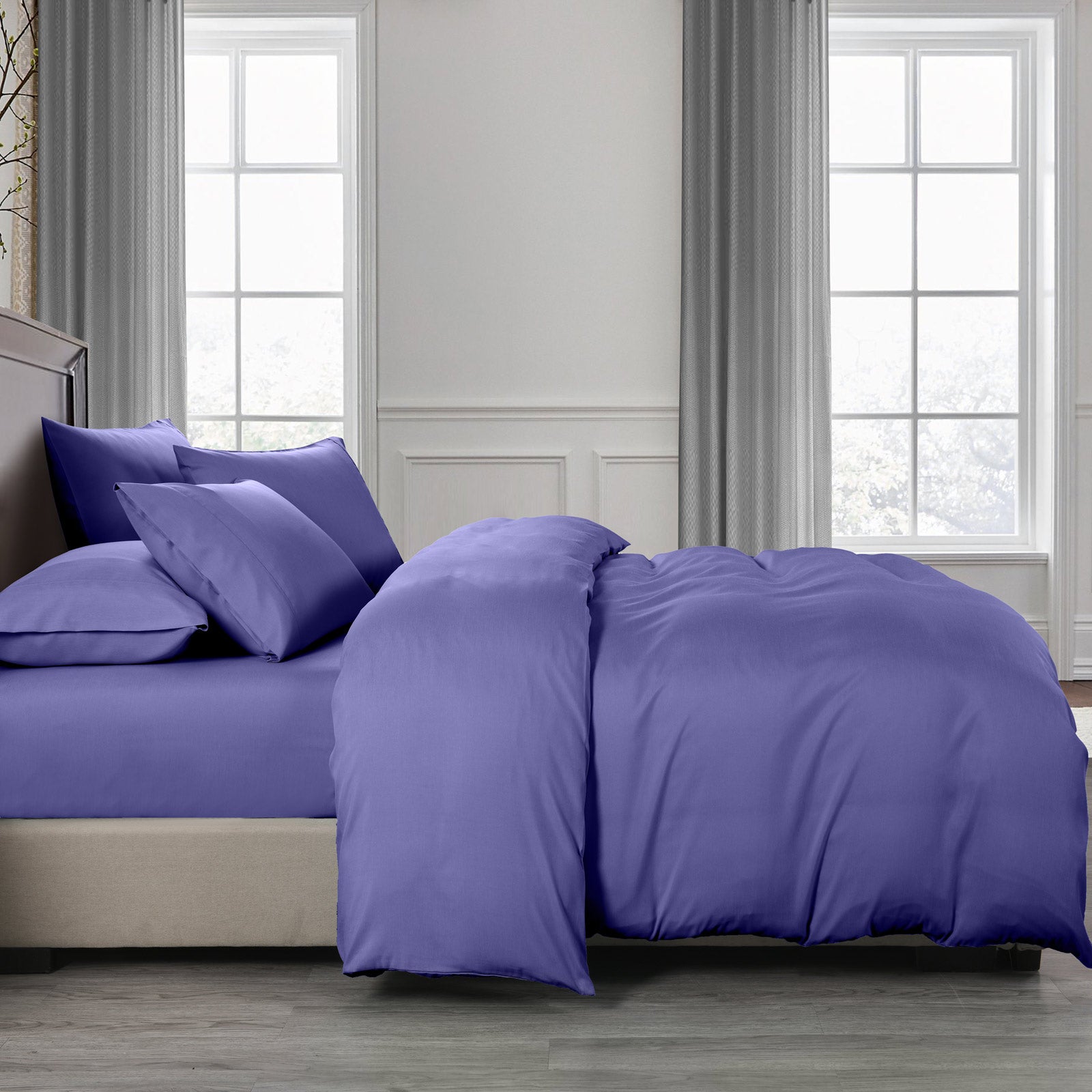 Duvet Covers: Royal Comfort 2000TC 6 Piece Bamboo Sheet & Quilt Cover Set Cooling Breathable - King - Royal Blue