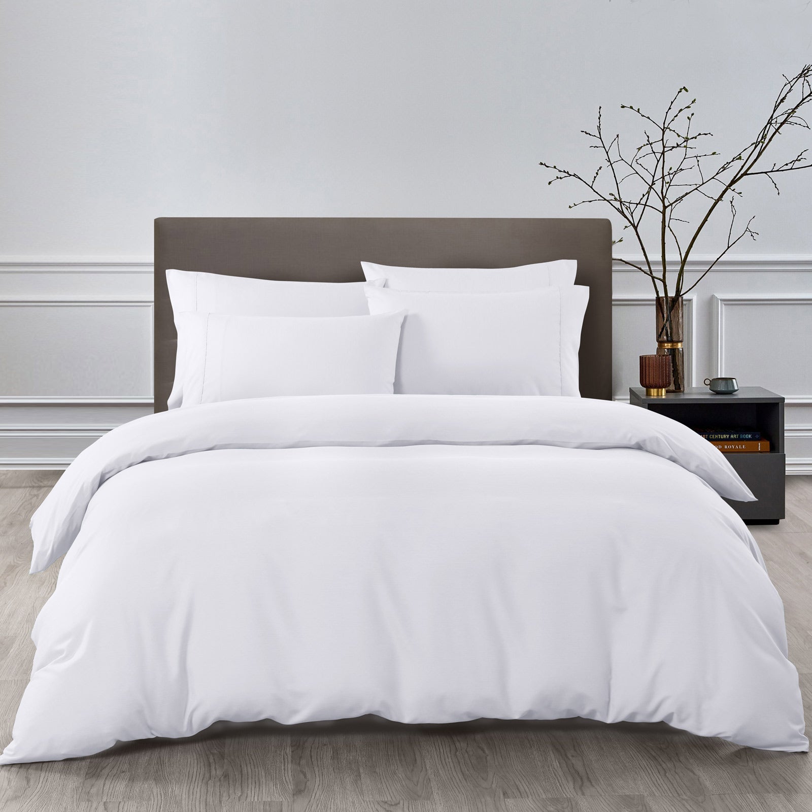 Duvet Covers: Royal Comfort 2000TC 6 Piece Bamboo Sheet & Quilt Cover Set Cooling Breathable - King - White