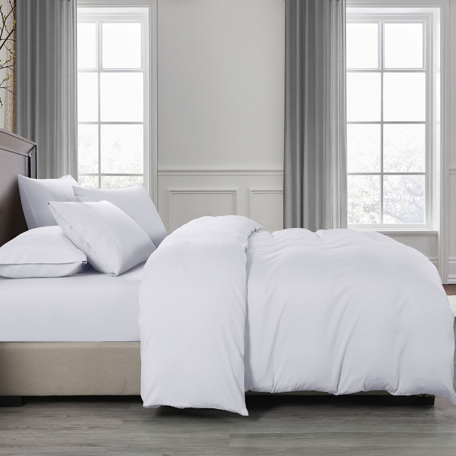 Duvet Covers: Royal Comfort 2000TC 6 Piece Bamboo Sheet & Quilt Cover Set Cooling Breathable - King - White