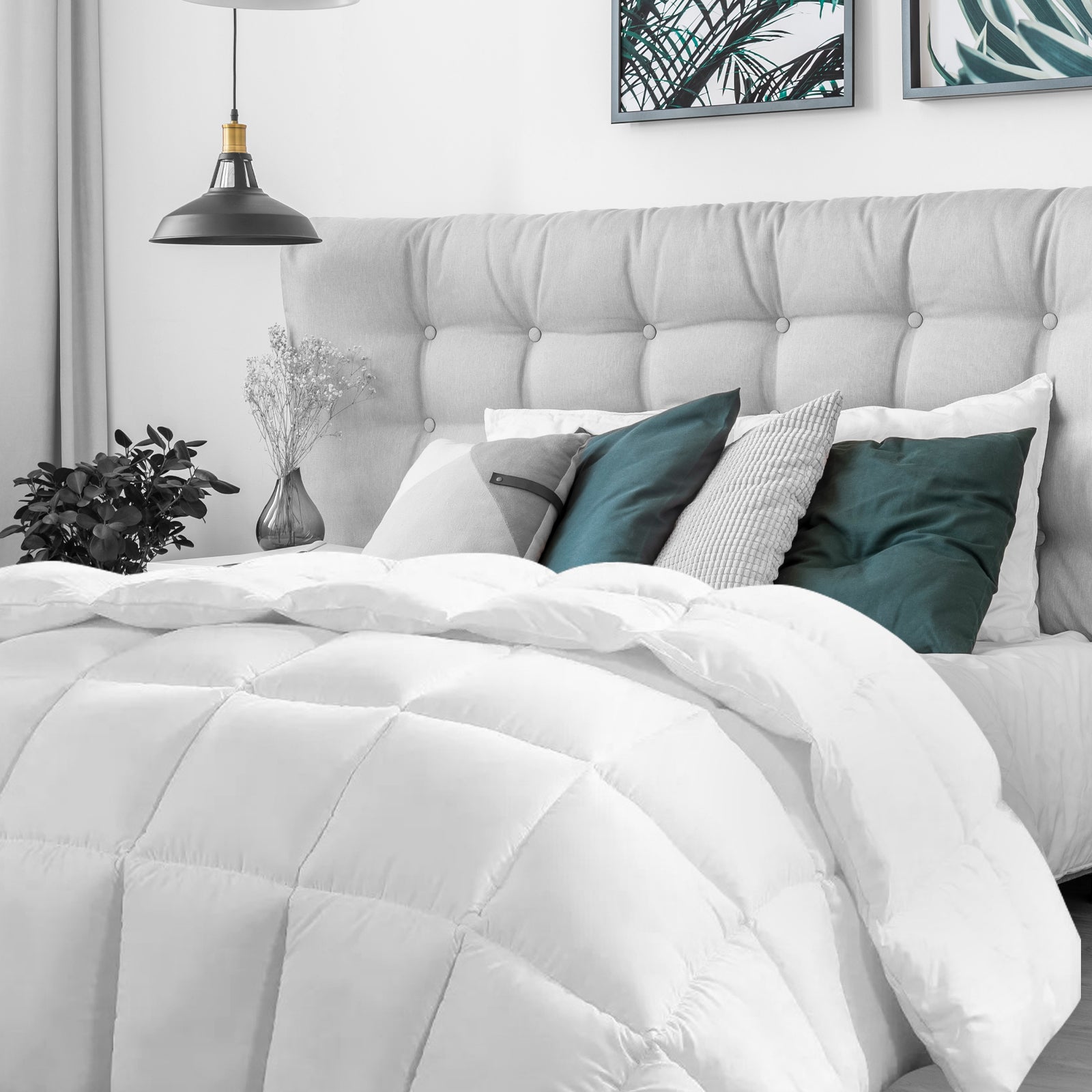 Aprons: Casa Decor Silk Touch Quilt 360GSM All Seasons Antibacterial Hypoallergenic - Double - White